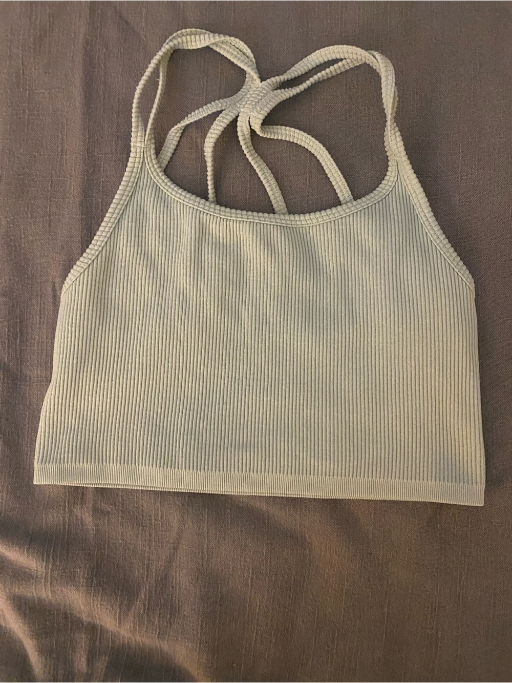 Forever 21 Ribbed Strappy Crop Tank - Cream